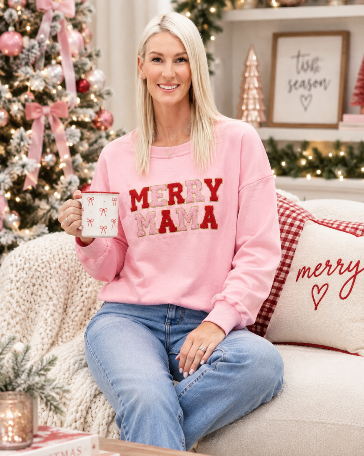 Merry Mama Holiday Sweatshirt – Pink