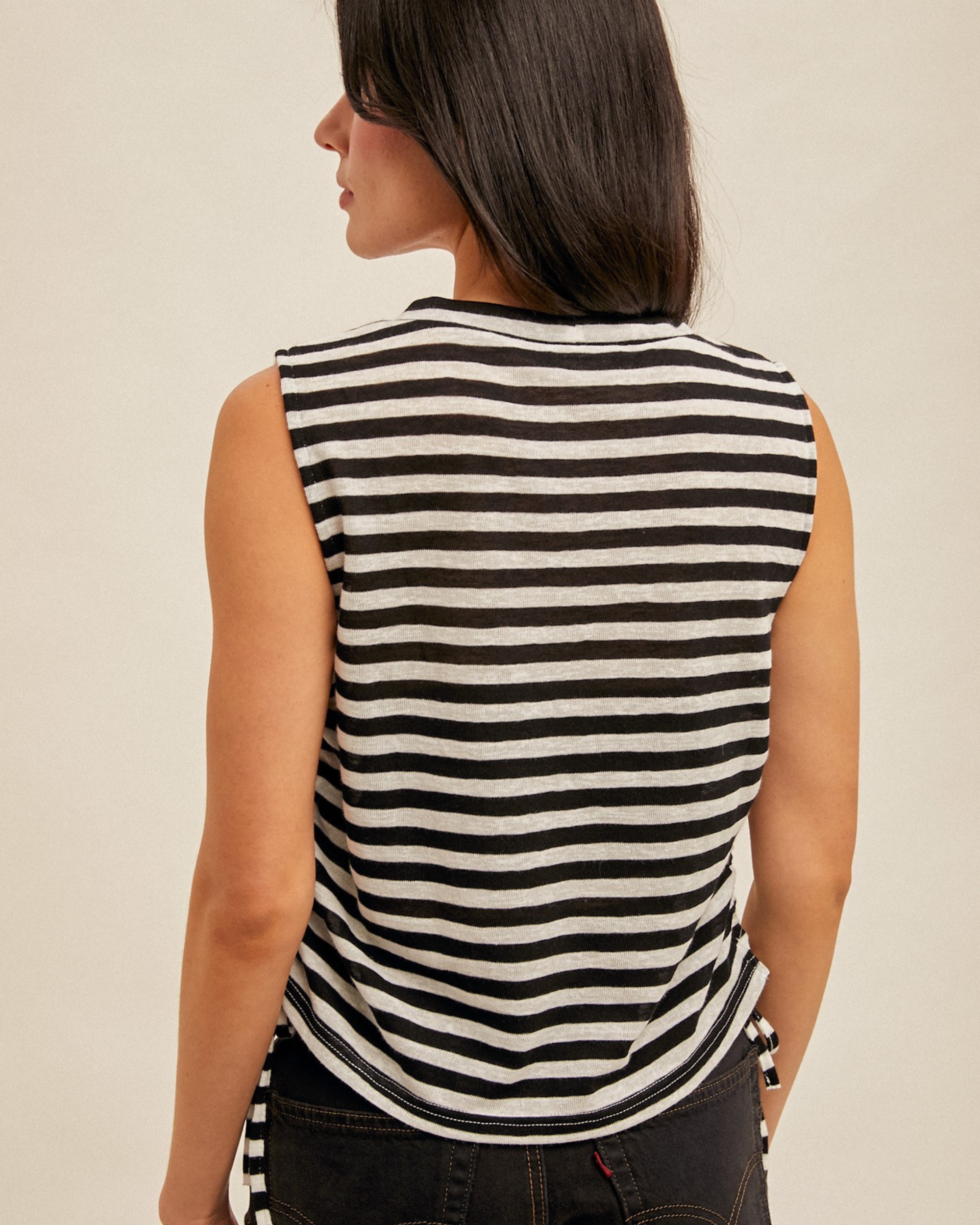 The Everyday Stripe Side Ruched Tank