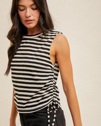The Everyday Stripe Side Ruched Tank