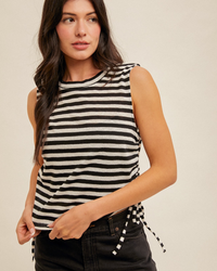 The Everyday Stripe Side Ruched Tank