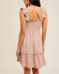 Blushing Over You Ruffle Mini Dress