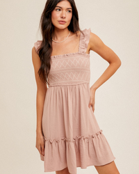 Blushing Over You Ruffle Mini Dress