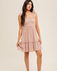 Blushing Over You Ruffle Mini Dress