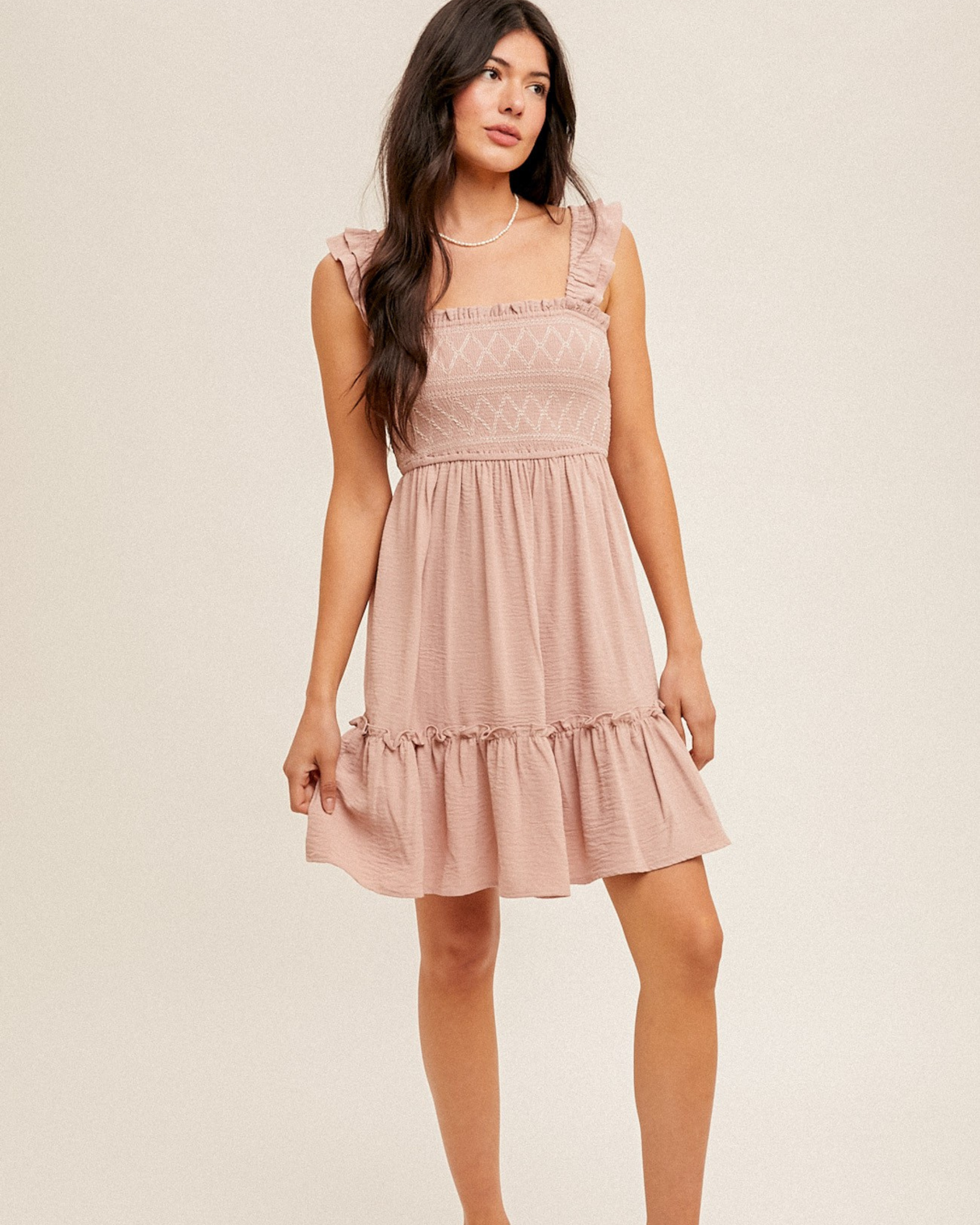 Blushing Over You Ruffle Mini Dress