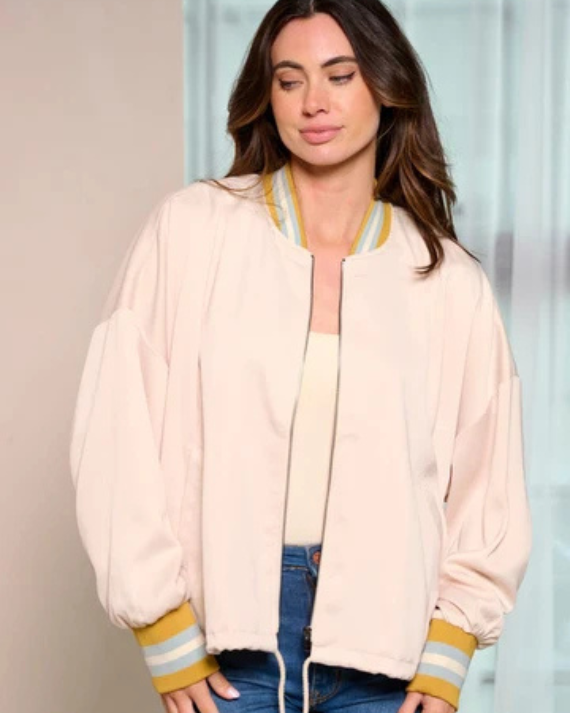 Sunny Side Striped Bomber Jacket
