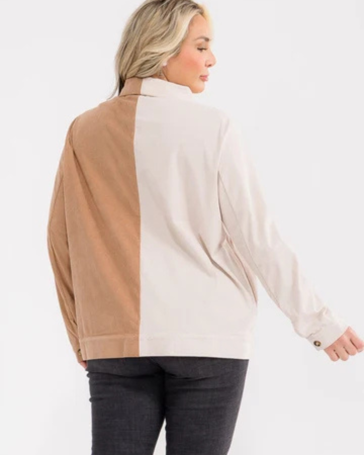 Split Decision Colorblock Corduroy Shacket