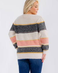 Blush & Charcoal Striped Sweater