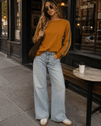 Golden Hour Striped Sleeve Top