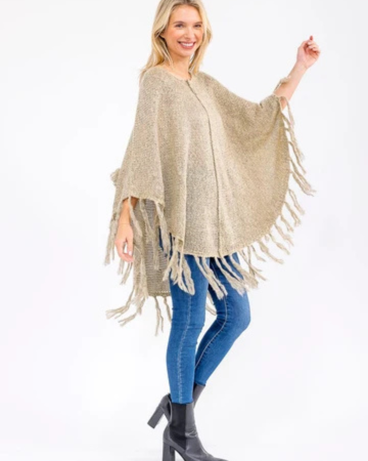 Free Spirit Fringe Knit Poncho