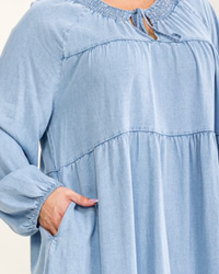 Easy Days Chambray Tiered Midi Dress