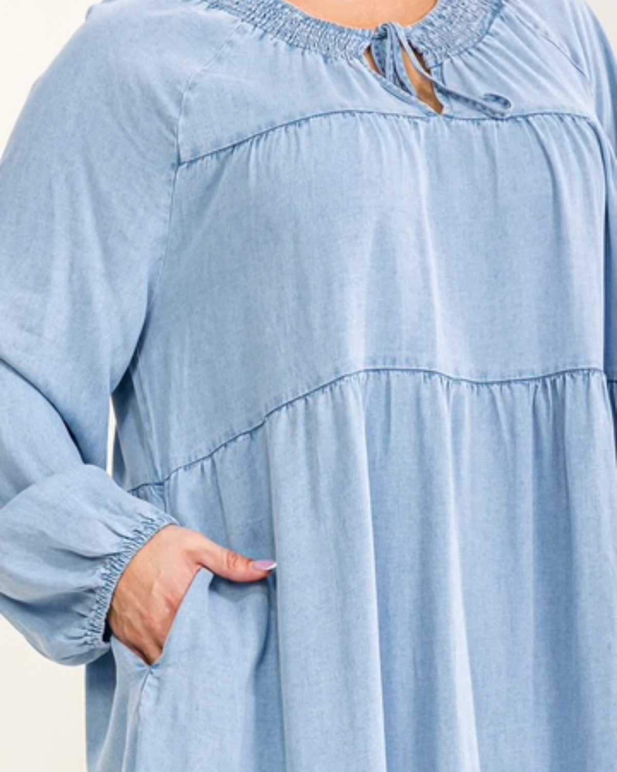 Easy Days Chambray Tiered Midi Dress
