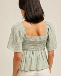 Sage & Sweet Smocked Peplum Top