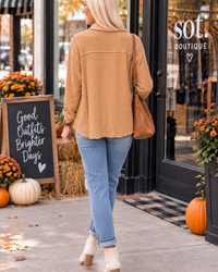 Golden Hour Waffle Knit Button-Up