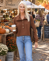 The Cocoa Cozy Button Collar Pullover