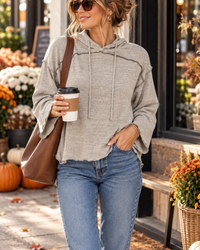 The Hadley Brushed Knit Cropped Hoodie | Heather Gray