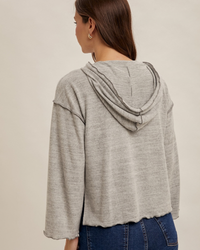 The Hadley Brushed Knit Cropped Hoodie | Heather Gray