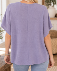 Take It Easy Textured Henley Top – Dusty Lavender