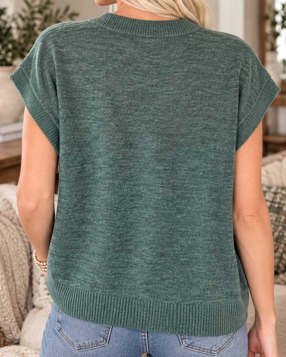 In Full Bloom 3D Floral Sweater Vest – Dusty Evergreen