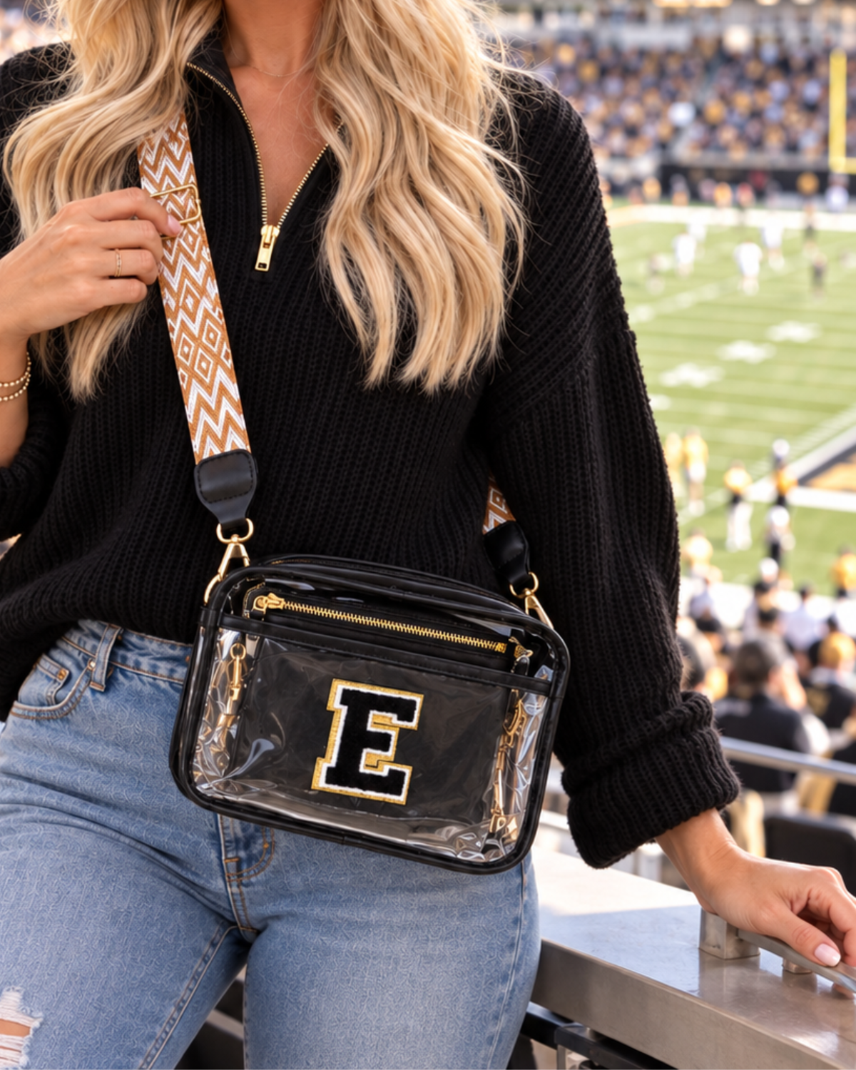 Game Day Clear Stadium Crossbody Bag – Black