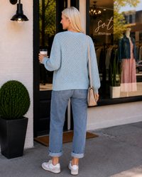 Daisy Days Floral Knit Cardigan – Sky Blue