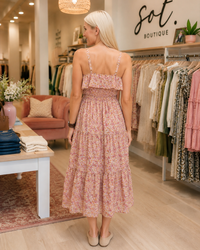 Blushing Blooms Floral Midi Dress