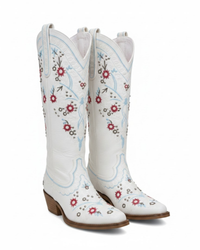 Wildflower Dreams Embroidered Western Cowboy Boots – White