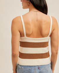 Coastal Coffee Stripe Knit Tank