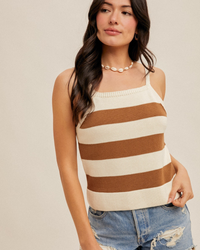 Coastal Coffee Stripe Knit Tank