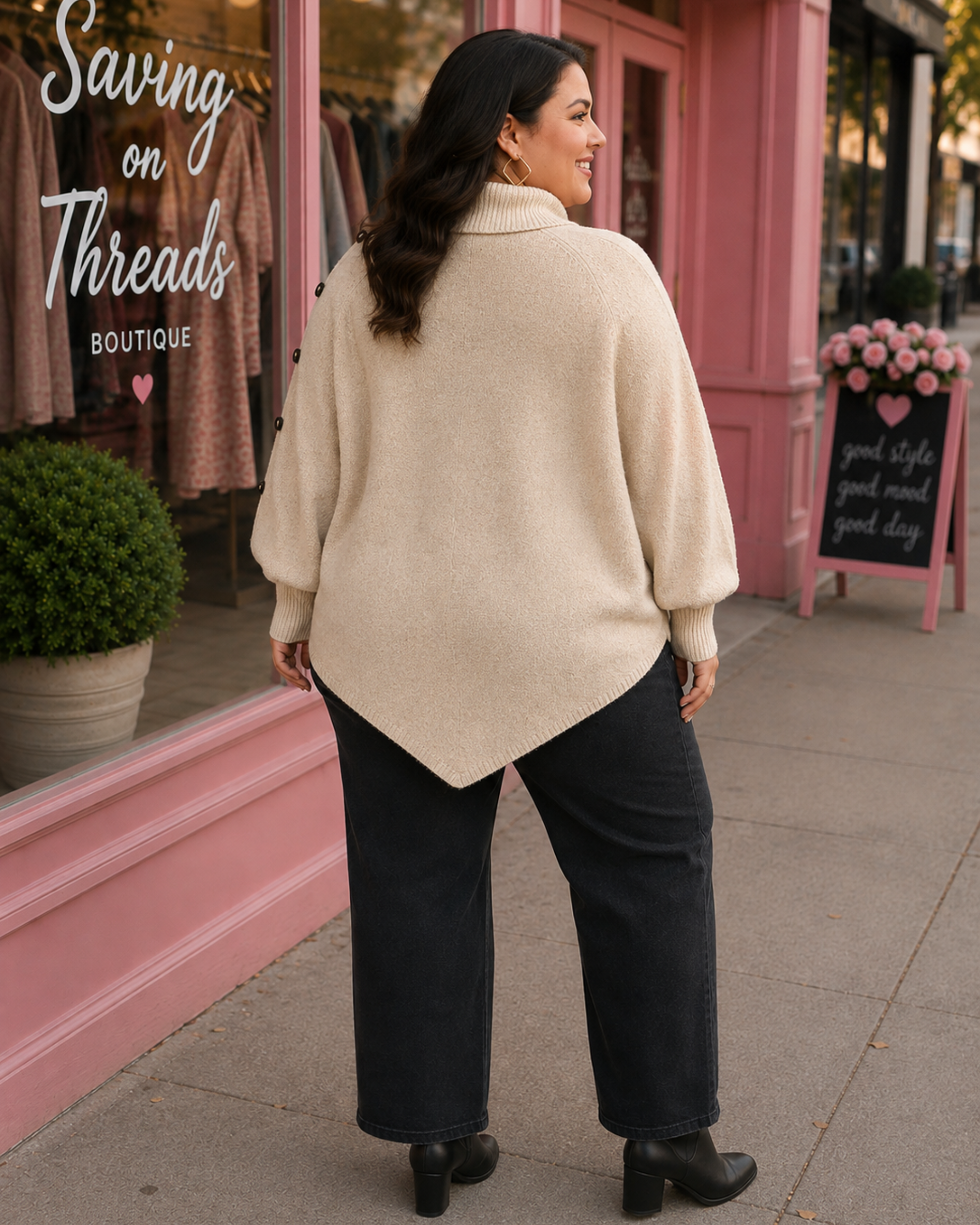 Cozy Cable Knit Cowl Neck Poncho Sweater – Oatmeal